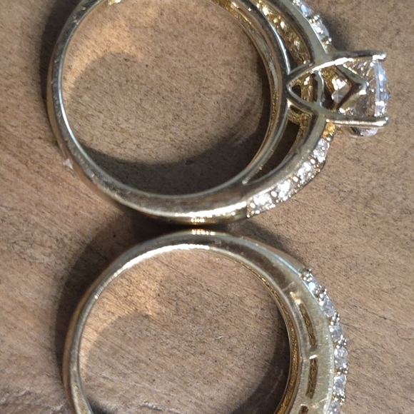 2 CT DIAMOND CZ ENGAGEMENT RING SET SIZE 7 Sterling 925 14K VERMEIL 9.37 GR - Picture 4 of 5